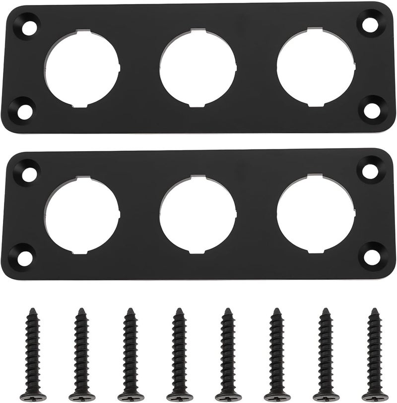 Briny River 2X Car Three-Hole Round Switch Panel Aluminum Alloy 103x35x2.5mm for Car Truck Boat RV with Screws - Image 1